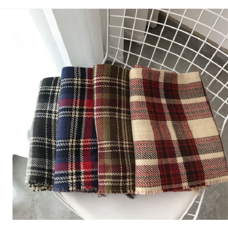 [CAO CẤP] Khăn Choàng,Khăn Quàng Cổ Len Nữ Cao Cấp Họa Tiết Ca Rô Phù Hợp Mùa Đông - 65x180cm - KQCN093