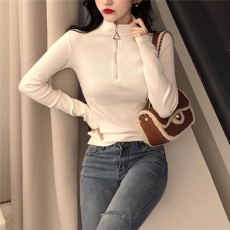 Áo Len Tay Dài Cổ Lọ Khóa Kéo Thời Trang Cho Nữ | BigBuy360 - bigbuy360.vn