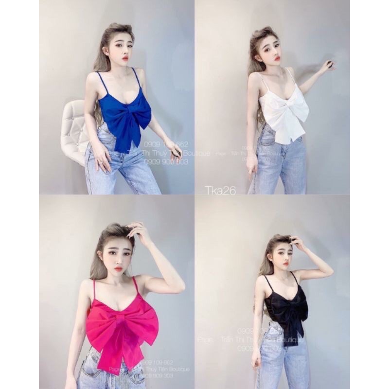 ÁO KIỂU HAI DÂY NƠ CROPTOP SEXY