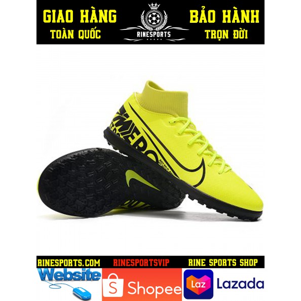 (HÀNG THAILAND) GIÀY BÓNG ĐÁ SÂN CỎ NHÂN TẠO 𝗡𝗶𝗸𝗲 Mercurial Superfly vàng chanh Cổ Cao.TF.CAM KẾT Y HÌNH-CAM KẾT HÀNG