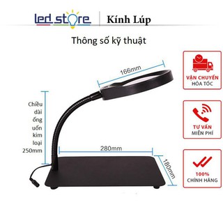 Kính lúp để bàn ❤️freeship❤️ kính lúp 10x cao cấp có đèn 36 led mg-h36