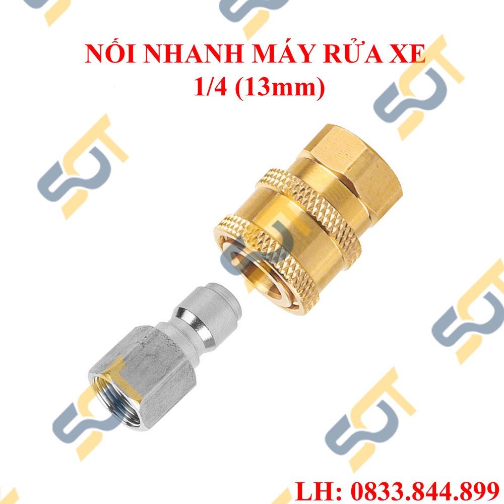 Khớp nối nhanh máy rửa xe, dây rửa xe, ống phun áp lực cao ren 13mm