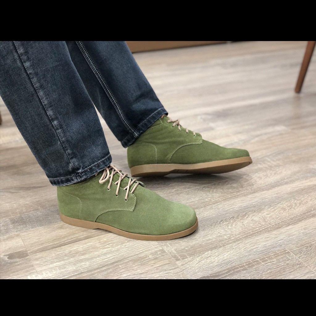 🍁RẺ VÔ ĐỊCH🍁 Giày boots nam cao cổ buộc dây đế bằng da bò lộn màu xanh Olive 1929 SueceOlive Sr7 | BigBuy360 - bigbuy360.vn
