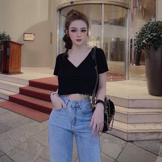 Áo crotop cổ tim