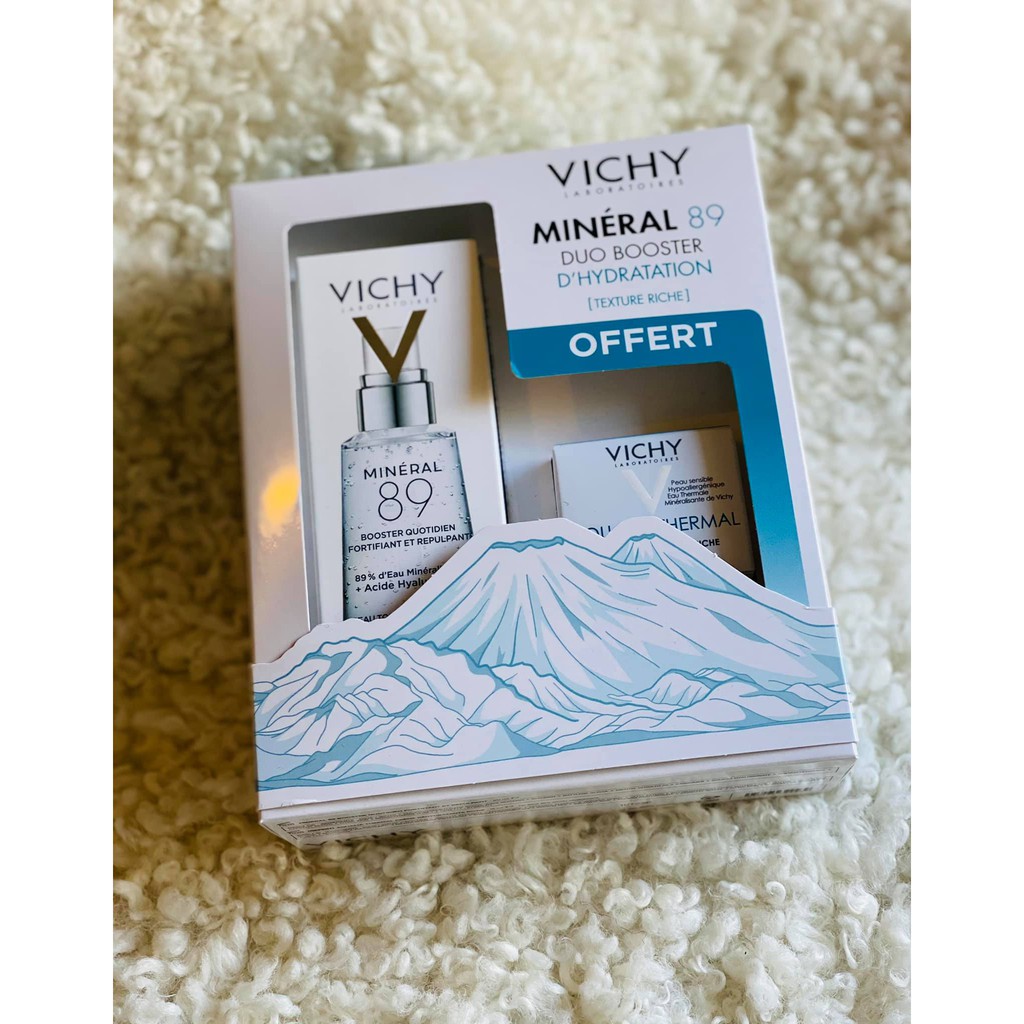 (có bill Pháp) Set Vichy Mineral 89 (50ml) + Aqualia Thermal Riche (15ml) Pháp