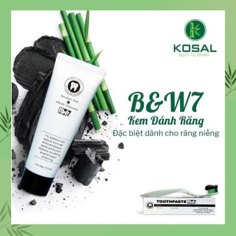 Kem đánh răng ngừa Chảy Máu và Ê Buốt Răng Hàn Quốc B&W7 Than hoạt tính- Muối tre tuýp 80g