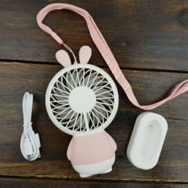 Quạt mini cầm tay tai thỏ siêu dễ thương - quạt tích điện