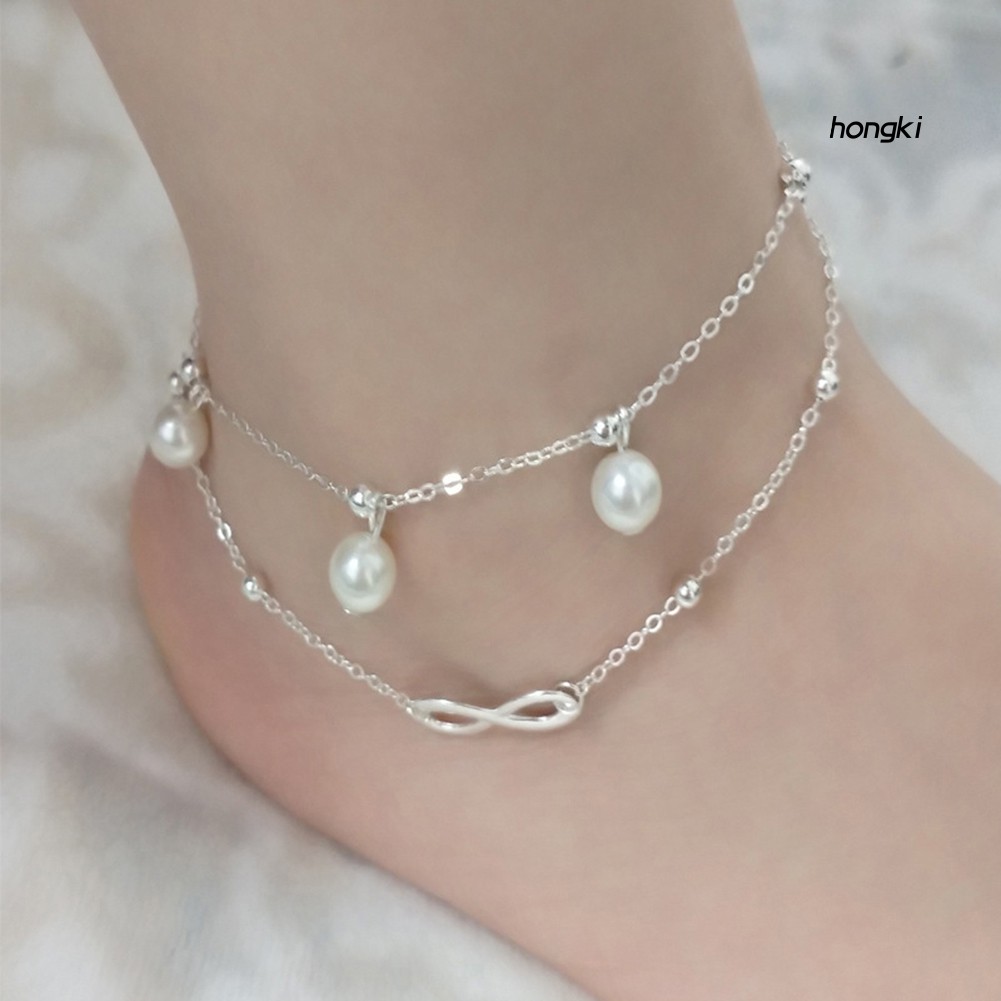 INFINITY Lắc Chân Hai Lớp Đính Hạt Thời Trang Dành Cho Nữ