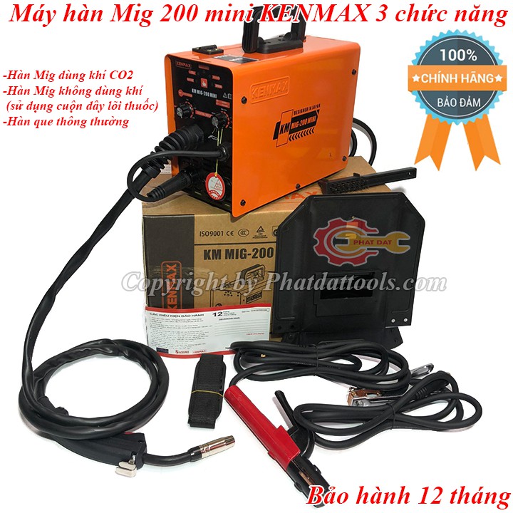 Máy hàn mig 200 mini KENMAX 3 chức năng-Máy hàn Mig không dùng khí-Công nghệ Nhật Bản-Đầy đủ phụ kiện-Bảo hành 12 tháng