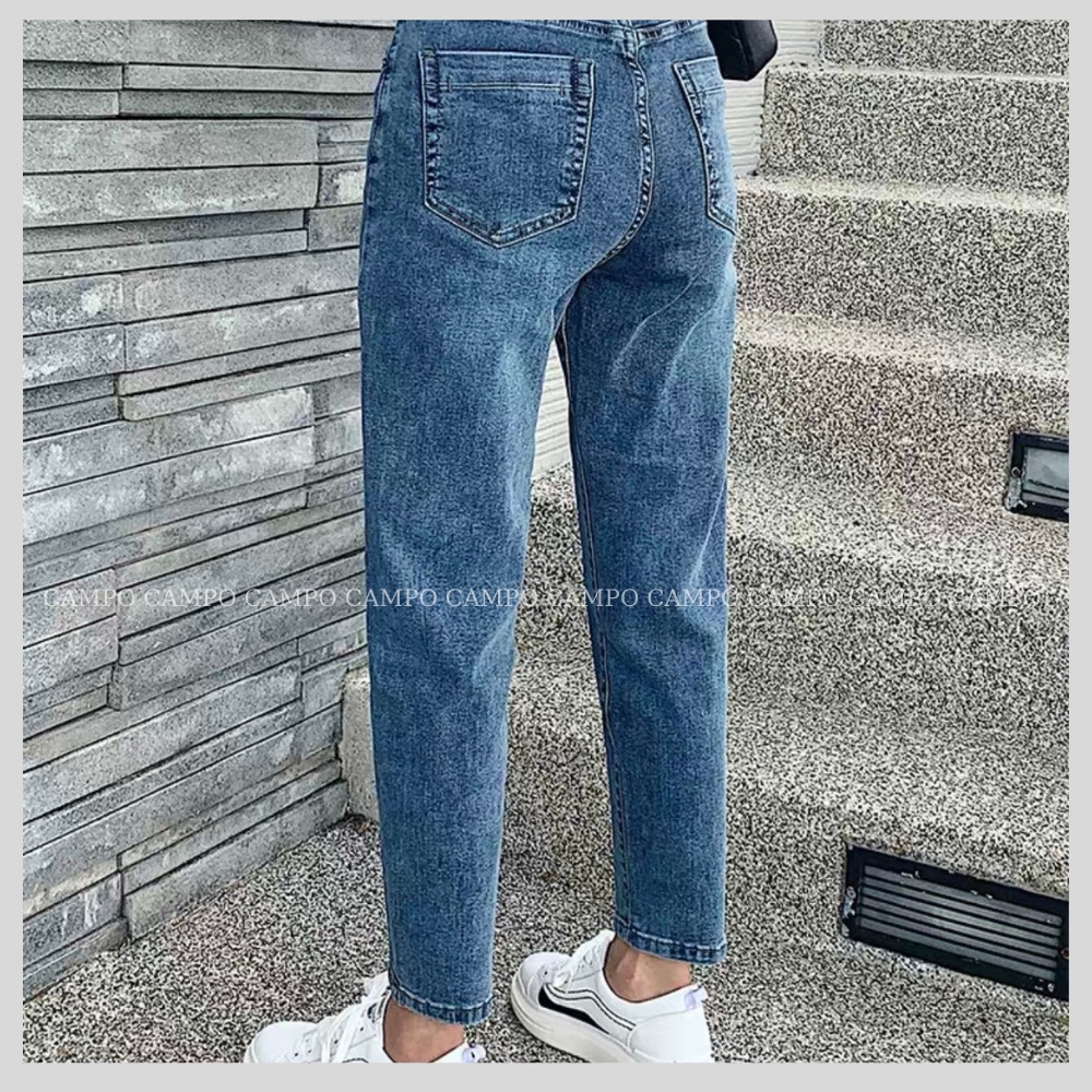 Quần jeans baggy xanh nhạt CAMPO quần nữ phong cách Hàn Quốc co giãn cực thích