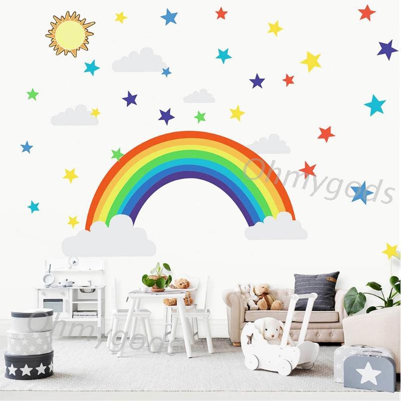 OMG Miếng Dán Tường Trang Trí Hình Ngôi Sao Nhiều Màu Sắc Xinh Xắn