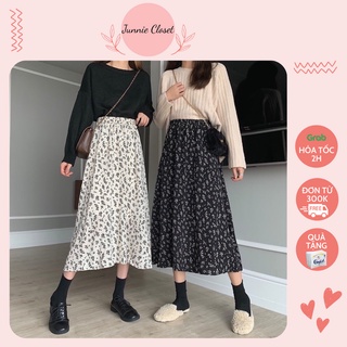 Chân váy dài hoa nhí Vintage dáng xòe