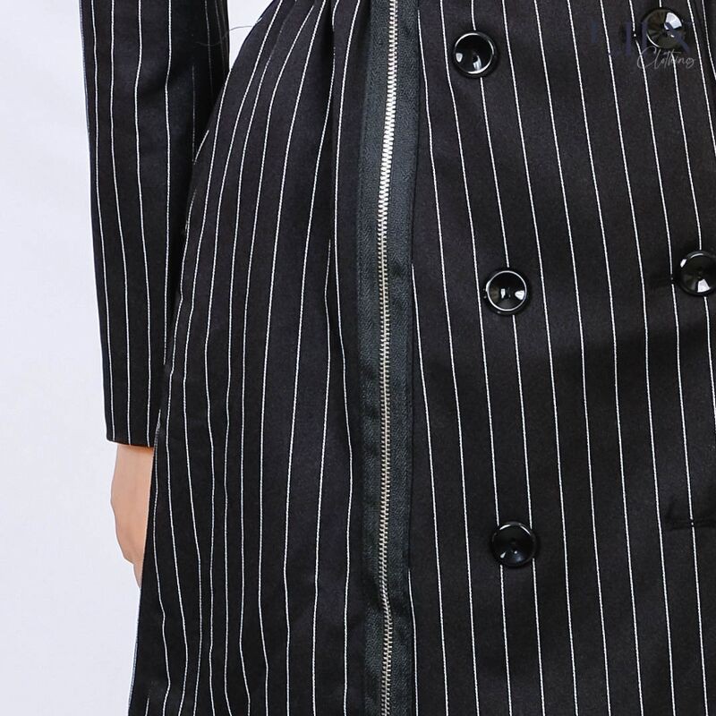 Áo vest nữ hiện đại Linbimàu đen sọc trắng dáng dài, thiết kế phối đai thanh lịch, sang trọng Liin clothing V5139 | BigBuy360 - bigbuy360.vn
