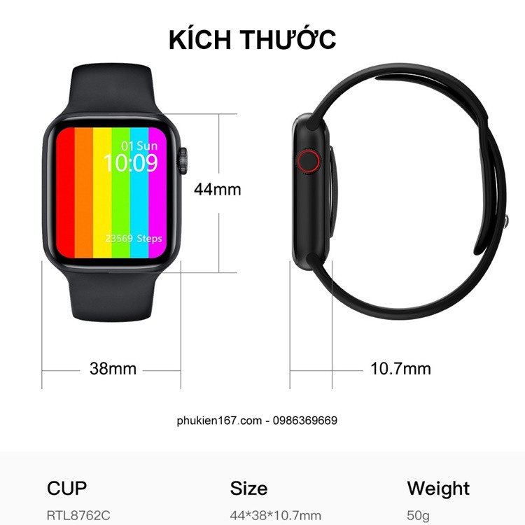 [Smart Watch W46] Đồng hồ thông minh w46 Seri 6 - Thay hình nền cá nhân - Pin 5 ngày - Có tiếng việt - Theo dõi sức khỏe