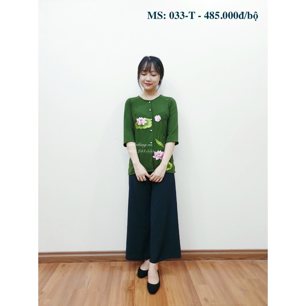 ÁO BÀ BA VẢI ĐŨI MỀM - đồ lam đi chùa # quần áo bà ba thêu hoa sen #vải mát 033