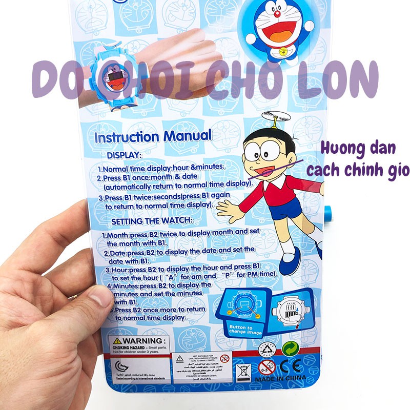 Vỉ đồ chơi đồng hồ Doraemon chiếu hình ảnh lên tường PP10618-3 - KhaDiTOYS