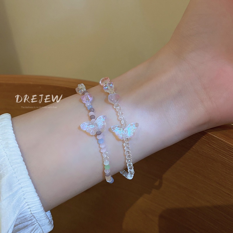 DREJEW Vòng đeo tay DREJEW đính đá phối bướm xinh xắn dễ phối đồ thời trang