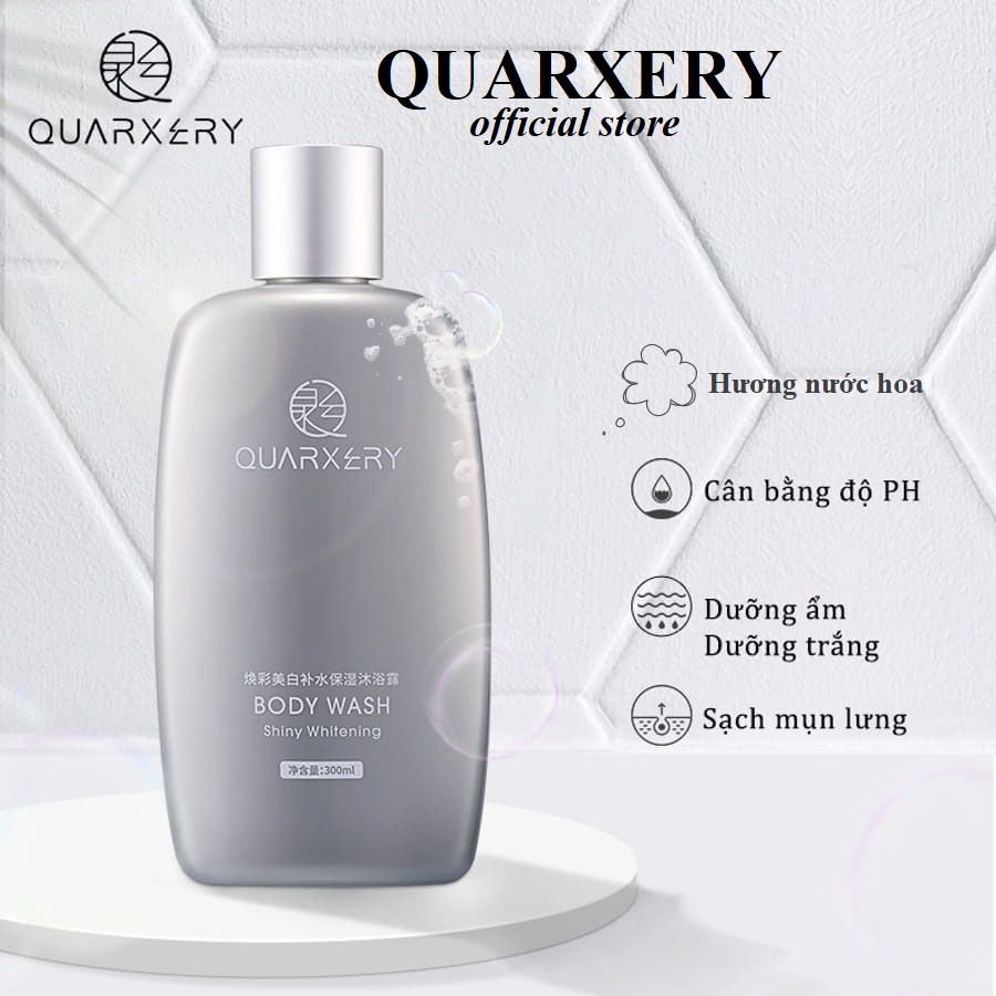 Sữa Tắm Hương Nước Hoa Trắng Da Dưỡng Ẩm Chiết Xuất Bùn Khoáng Niacinamide QUARXERY 300ml