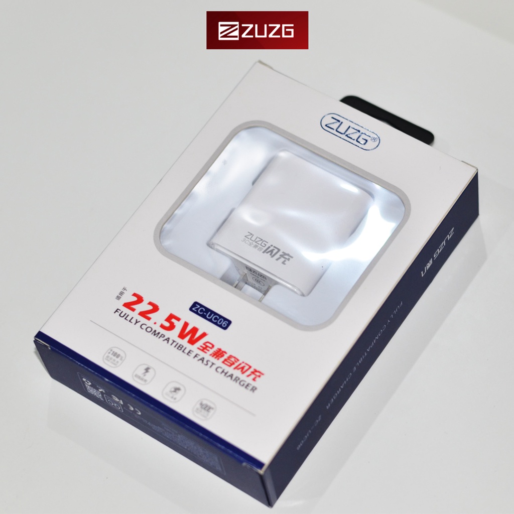 Củ sạc nhanh ZUZG 22.5w tương thích cực tốt- sạc an toàn chống cháy nổ - Hàng chính hãng