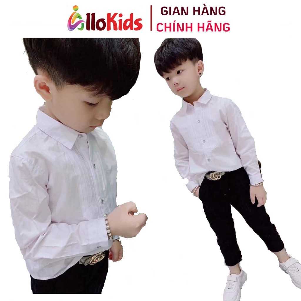 Áo sơ mi trắng soái ca cho bé trai (14-40kg)