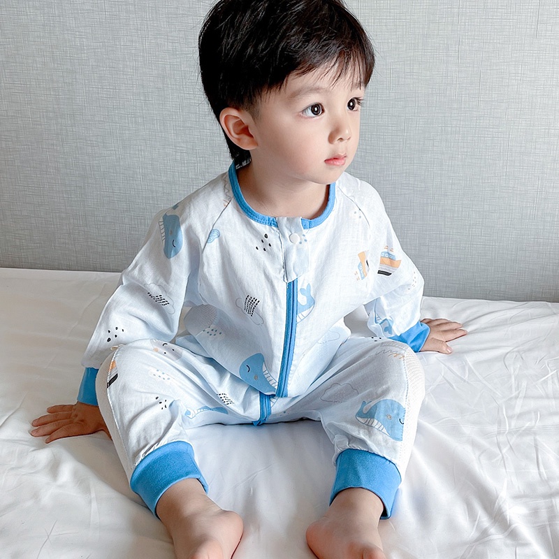 Túi Ngủ Mùa Hè. Túi Ngủ Vải cotton Tay Dài Phối Lưới Mỏng Nhẹ Chống Lạnh Thời Trang Mùa Hè Cho Bé