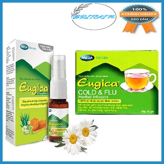 Xịt Họng Thảo Dược Eugica 10ml & Trà Thảo Dược Eugica Hỗ Trợ Đau Ngứa Hong Và Giảm Các Triệu Chứng Cảm Cúm (Hộp 10 Gói)