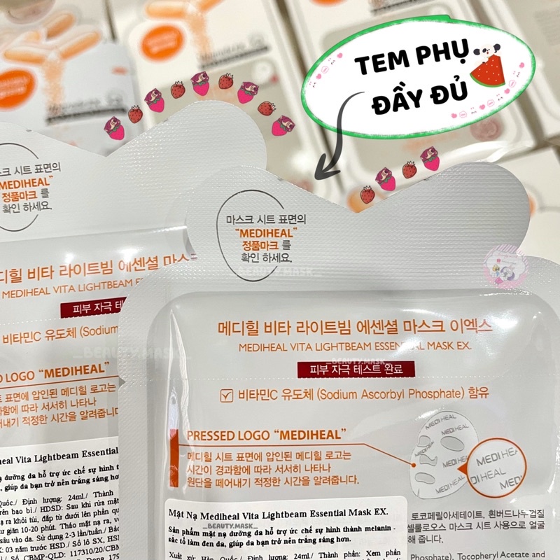 ✨ Mặt nạ dưỡng trắng sáng da Vita Lightbeam Mediheal Hàn Quốc