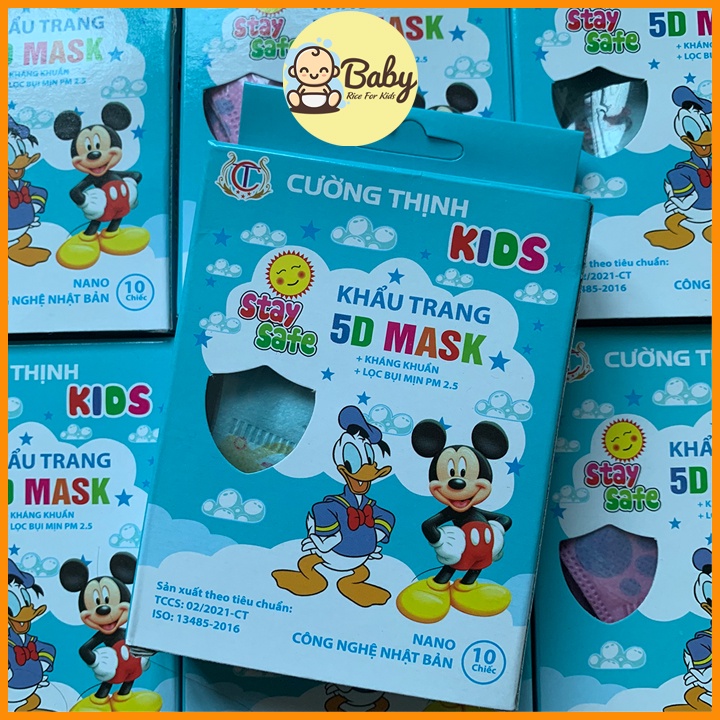 Khẩu Trang Y Tế Cho Bé Cường Thịnh 5D Mask Kháng Khuẩn Đạt Chuẩn An Toàn Cho Trẻ Em Hộp 10 Cái