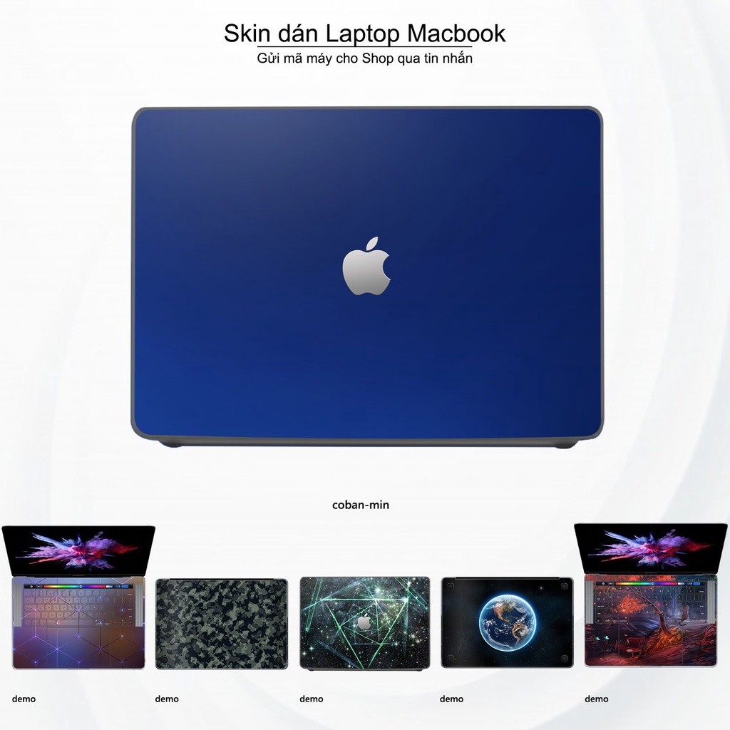 Skin dán Macbook mẫu Aluminum Chrome xanh dương coban mịn (đã cắt sẵn, inbox mã máy cho shop)