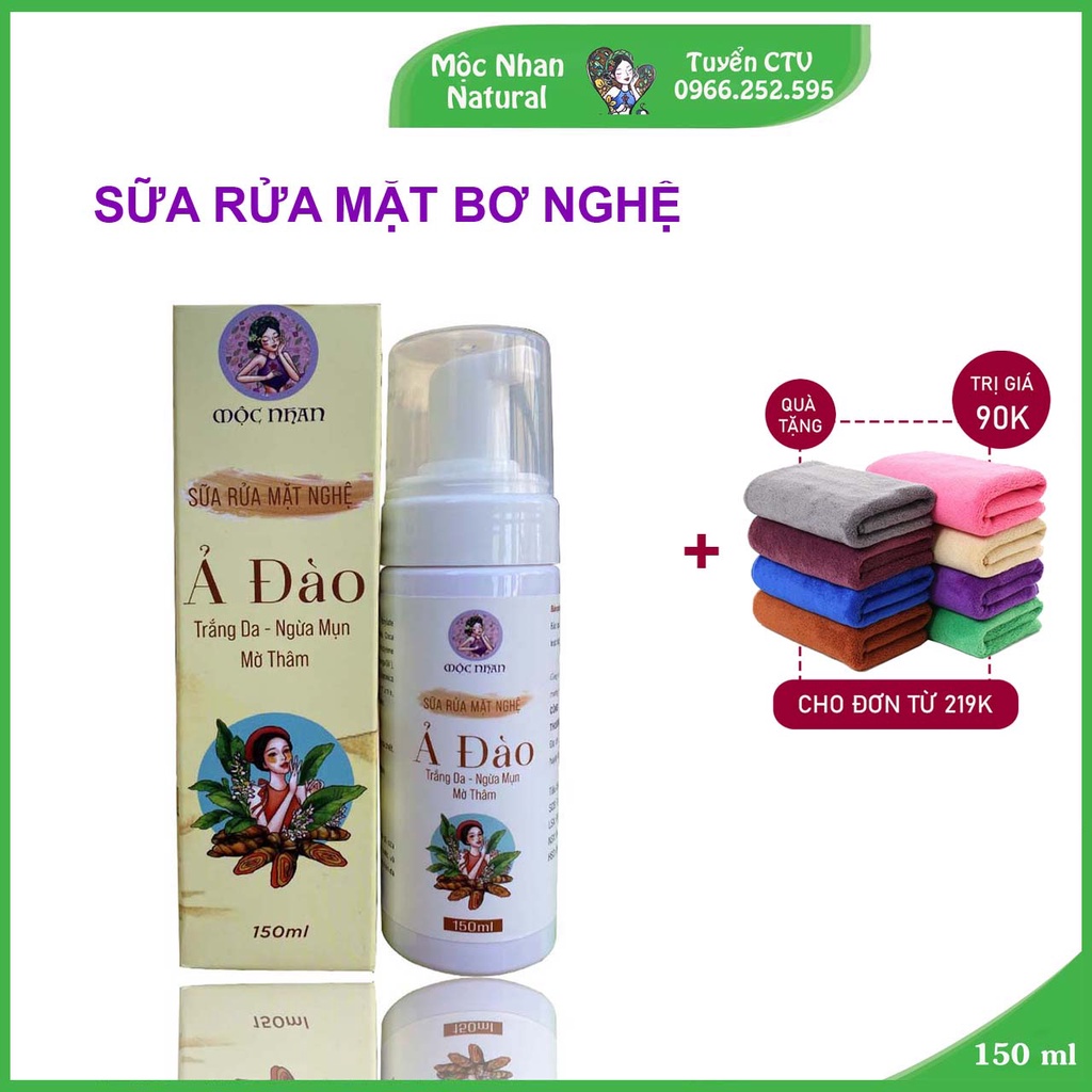 Sữa Rửa Mặt Bơ Nghệ Handmade, Trắng Da, Mờ Thâm Nám, Mộc Nhan Natural.