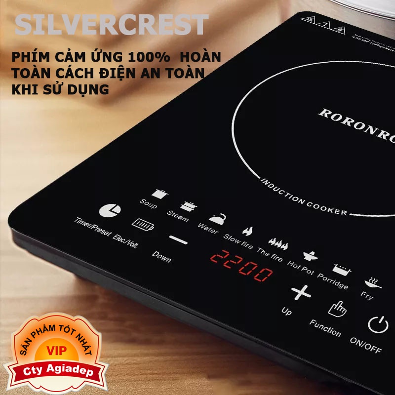 Bếp từ 2200W mặt kính cảm ứng cao cấp Induction Cooker chính hãng 10 chế độ nhiệt Giormani