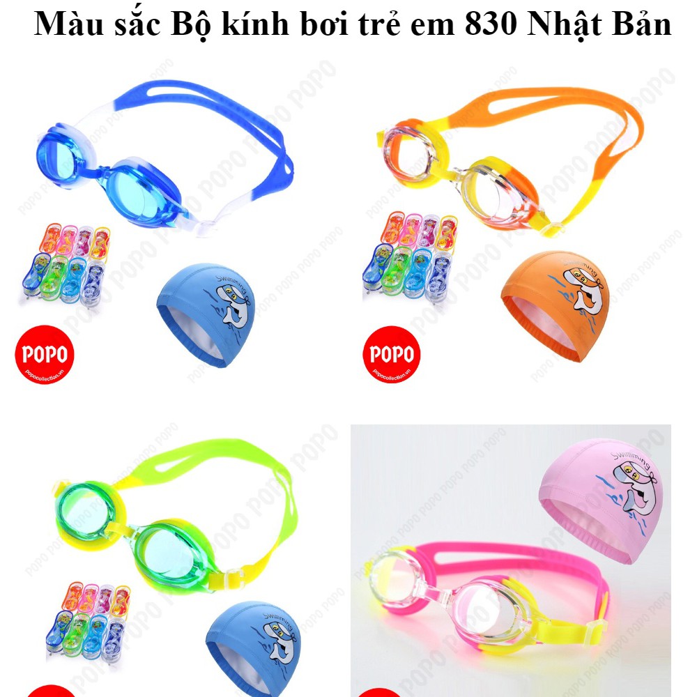 Combo Kính bơi trẻ em SPORTY 830, mũ bơi trẻ em ngộ nghĩnh, bộ 2 nút bịt tai kính bơi chất lượng Nhật Bản