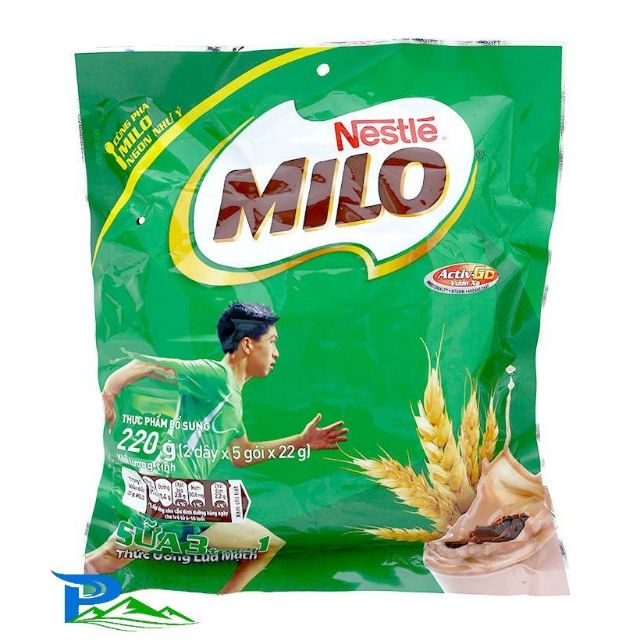 Milo thức uống lúa mạch sữa 3 trong 1 bịch 330g( 3 dây × 5goi× 22g,)