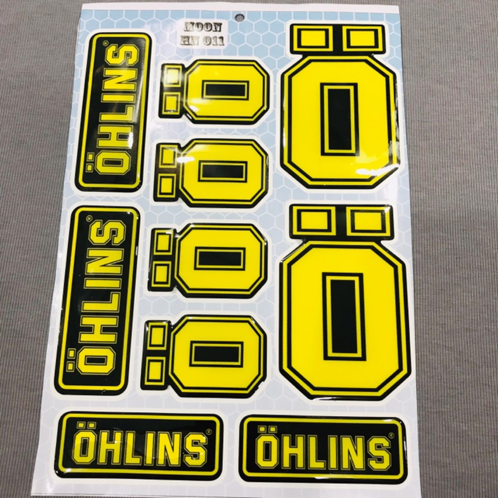 Tấm tem nổi hình Ohlins màu vàng mẫu 2