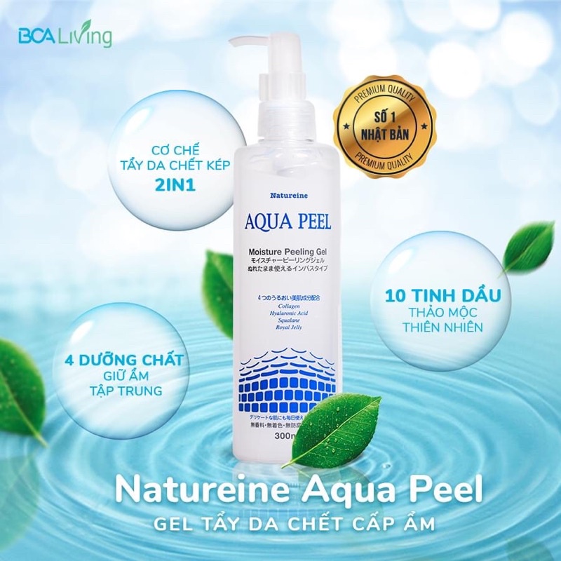 Gel tẩy da chết cấp ẩm Natureine Aqua Peel 300ml - sạch sâu, lành tính cho mọi loại da.
