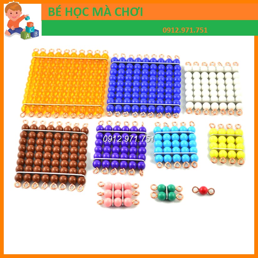 ( coloured bead squares ) TẤM HẠT CƯỜM MÀU TỪ 1 ĐẾN 10 Giáo cụ Montessori