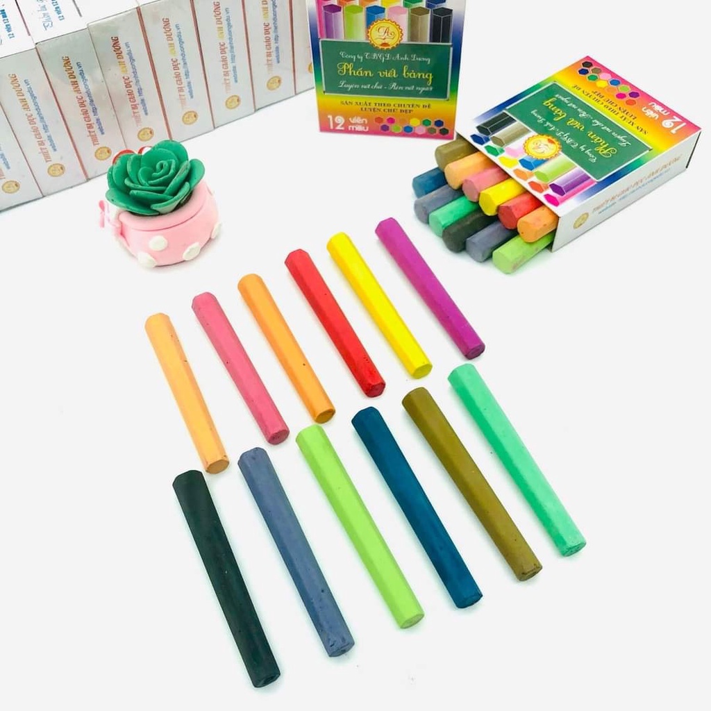 Phấn lục giác hộp 12 viên - công ty Ánh Dương - phấn mịn viết vẽ tranh
