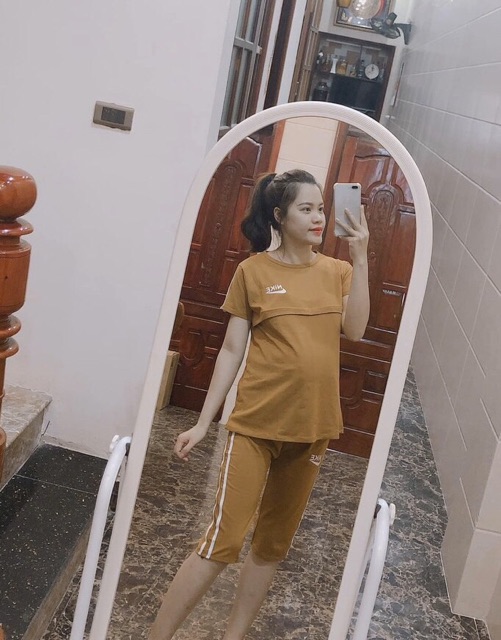 Bộ đồ bầu mặc nhà chất cotton dáng thể thao