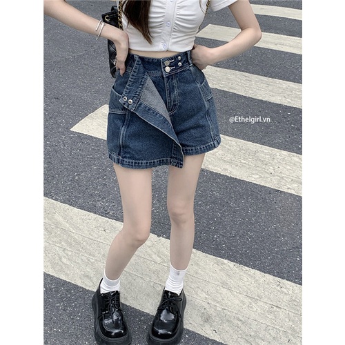 Chân Váy Jeans Lưng Cao Phong Cách retro Quyến Rũ Cho Nữ