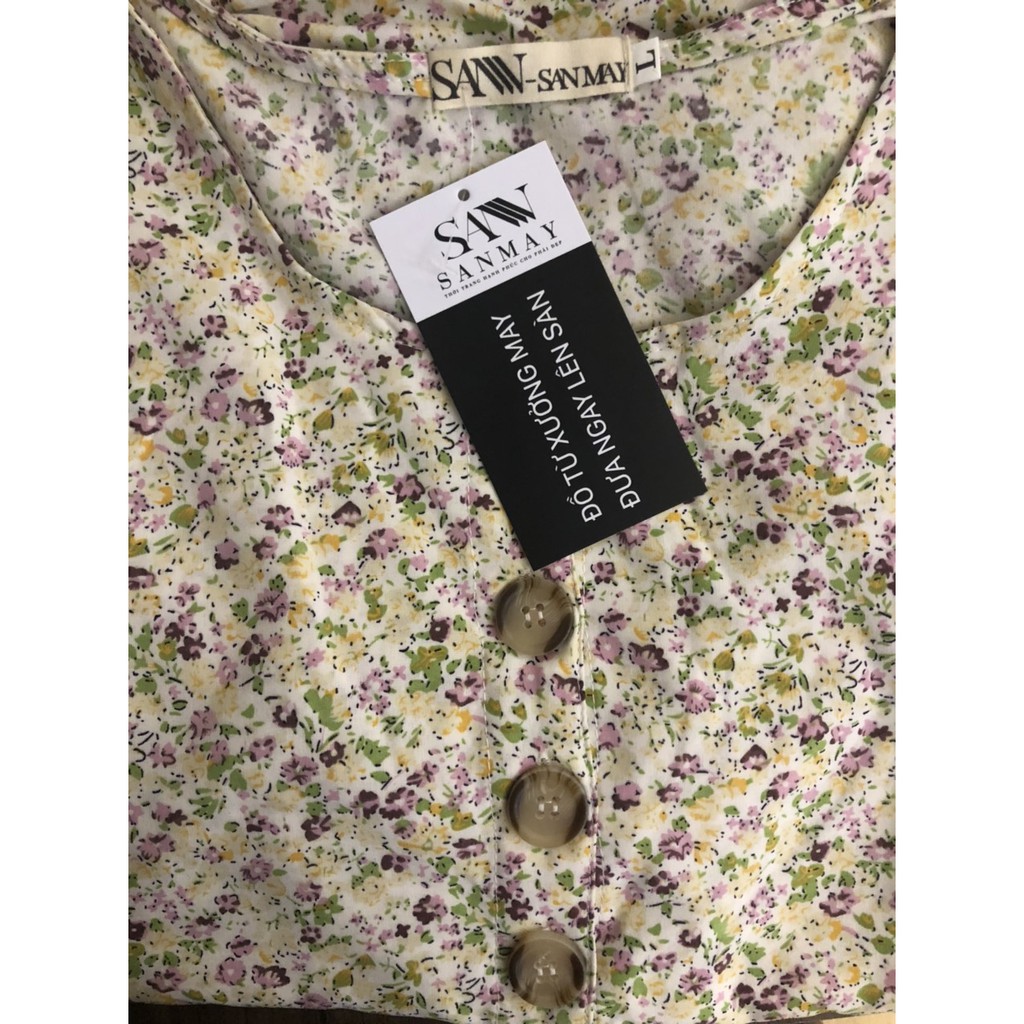 Váy babydoll hoa nhí dáng xòe tay dài, thiết kế vintage Ulzzang Hàn quốc SANMAY VD008 | BigBuy360 - bigbuy360.vn