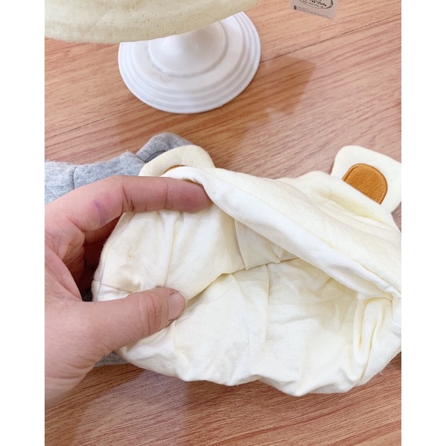 Mũ nỉ trần bông hình gấu size 0-6m
