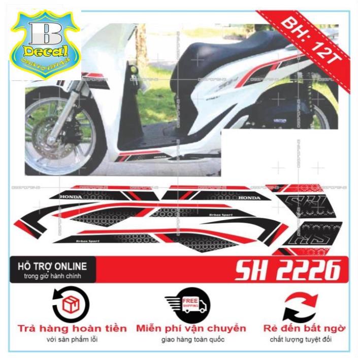 ( Quí khách vui lòng mang ra tiệm cho thợ dán ) Tem SH 2020 TRẮNG ĐỎ CÓ BỬNG [Bi Decal]