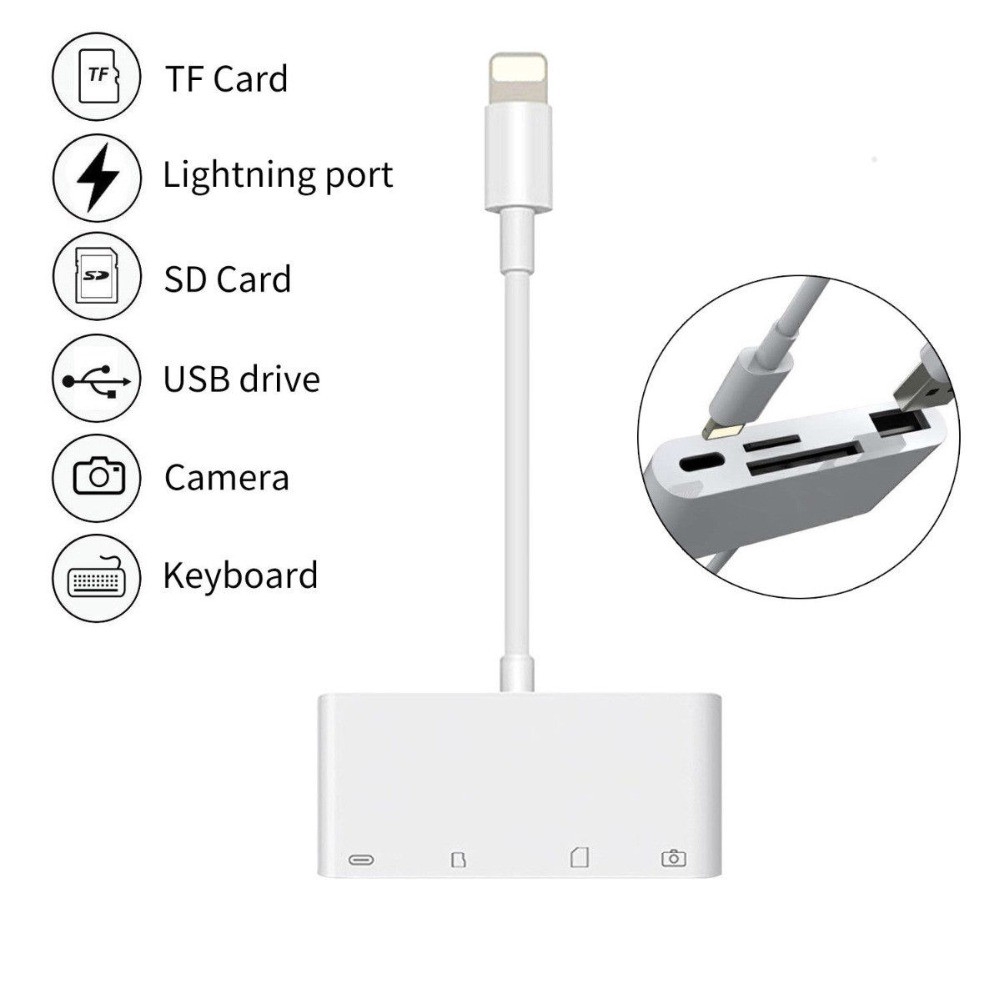 Đầu đọc thẻ nhớ 4 trong 1 cổng lightning và USB cho iPhone X