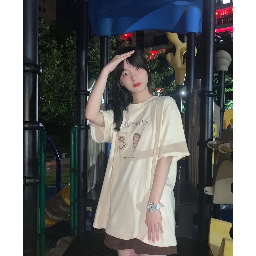 NRVP Áo Thun Nữ Oversize Cổ Tròn Thời Trang Hàn Quốc