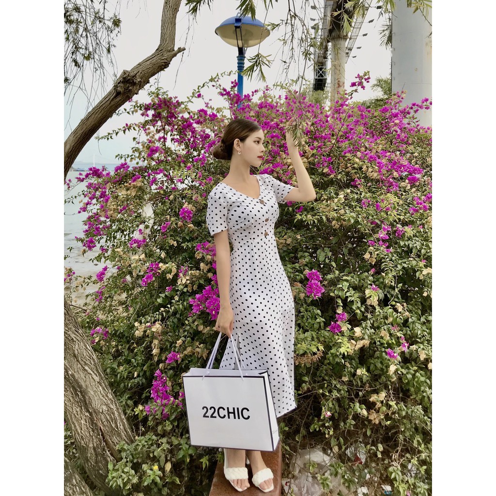 Váy chấm bi chiết eo tôn dáng YOONA DRESS