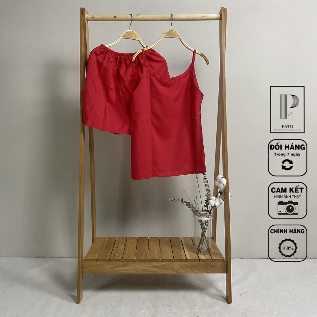 Bộ ngủ 2 dây nhún pijama chất kate không nhăn, không bai giãn, không phai màu (ảnh thật shop chụp)