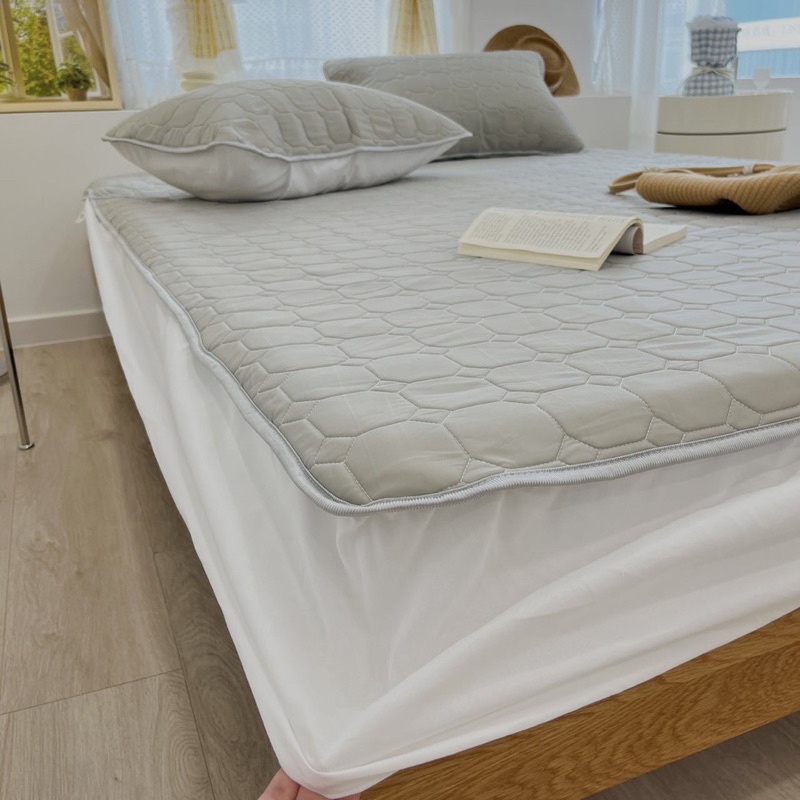 Chiếu điều hoà mủ cao su non bo chun thoáng mát mềm mịn (tặng kèm 2 vỏ gối cùng bộ)