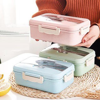 Set hộp đựng cơm lúa mạch 🌺🍀 freeship 🌺🍀 3 ngăn kèm thìa và đũa inox và túi giữ nhiệt
