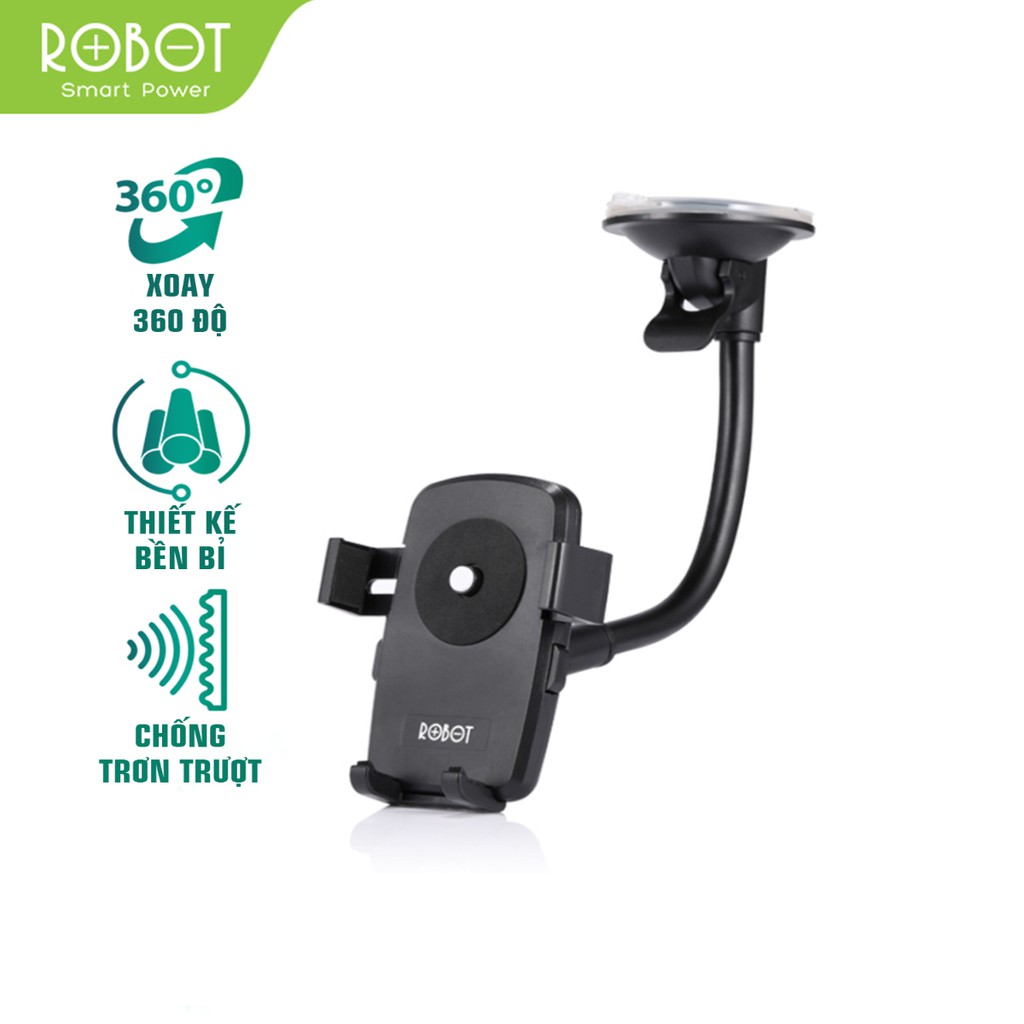 Gía Đỡ Điện Thoại Xe Ô Tô ROBOT RT-CH06 Phù Hợp Với Điện Thoại Màn Hình 4.0-6.0 Inch Có thể Xoay 360 độ Linh Hoạt