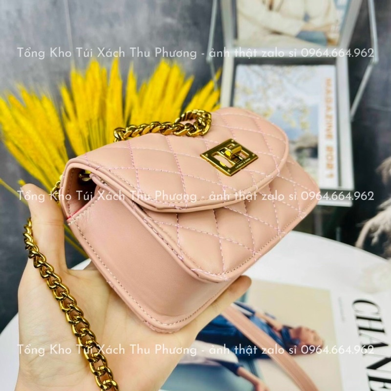 Túi đeo chéo nữ, túi trần ô trám khoá xoay dáng vuông mini siêu xinh cho nữ (hàng loại 1)